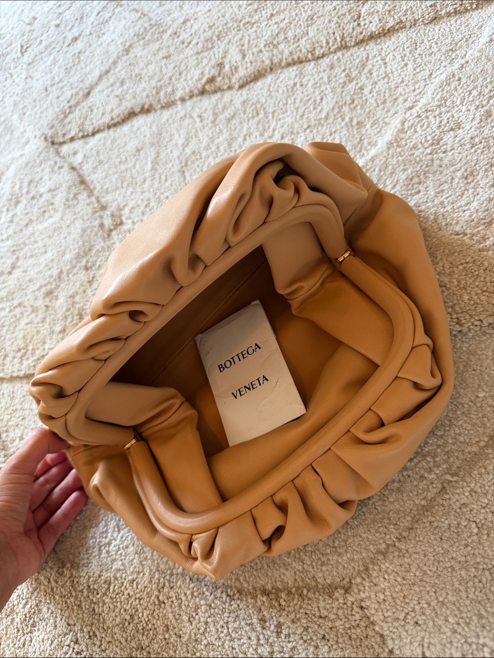 Bottega Veneta Tan Leather Pouch Clutch - Picture 2 of 6